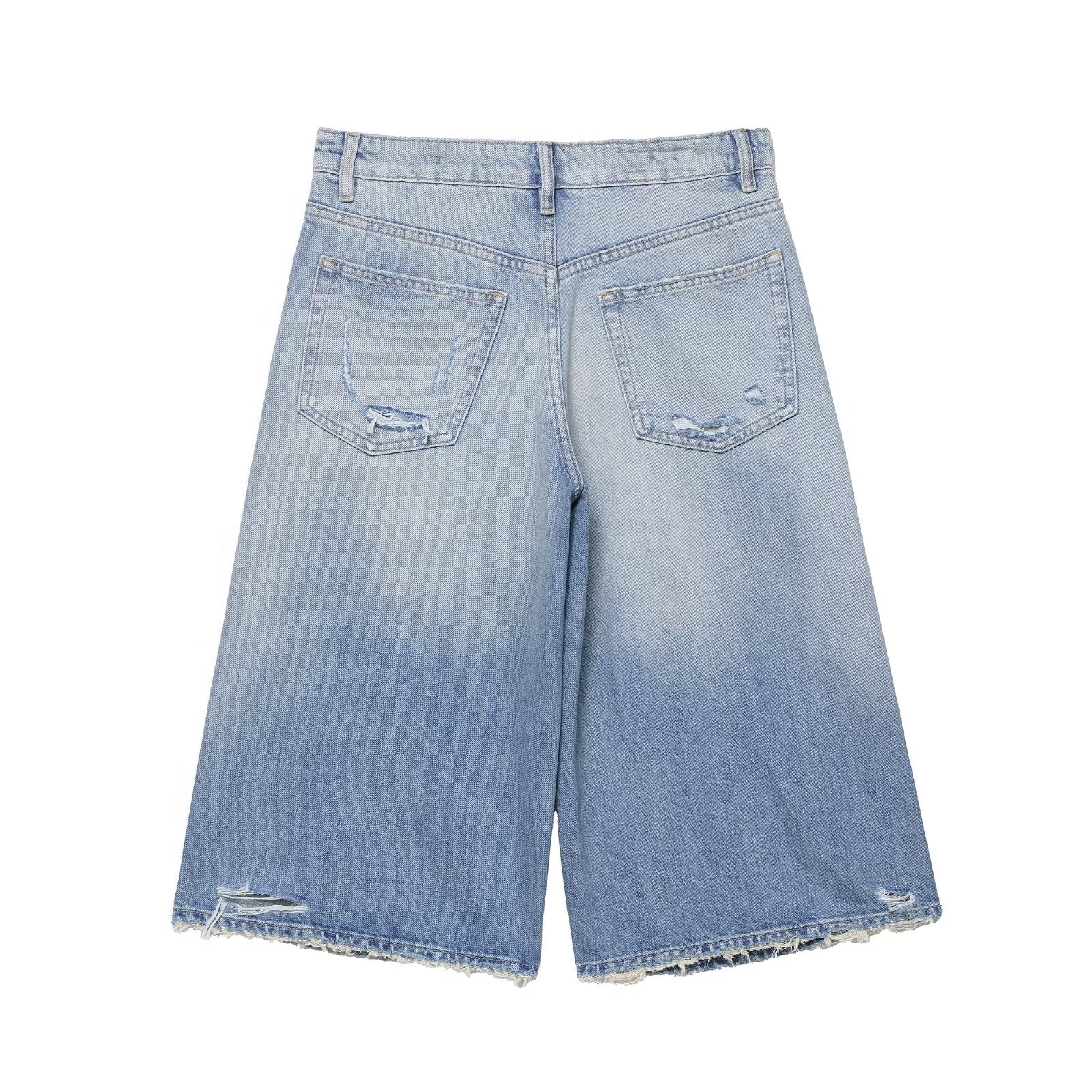 Distressed Denim Culottes