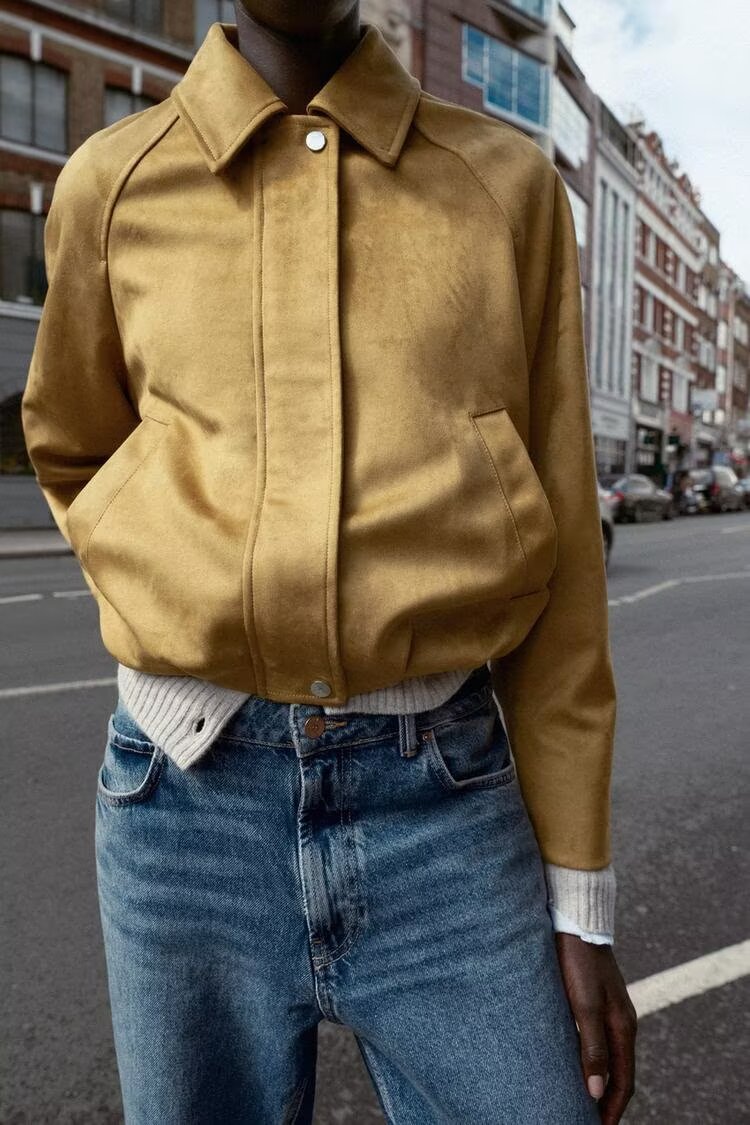 Suede Effect Bomber Jacket