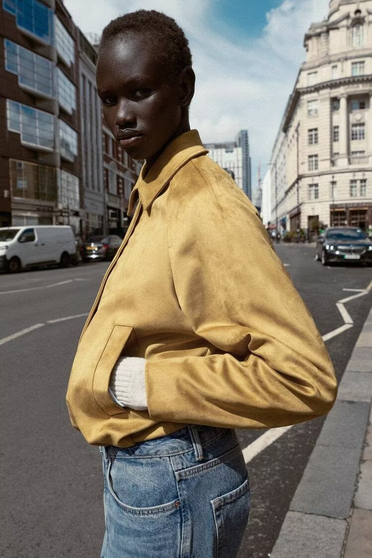 Suede Effect Bomber Jacket