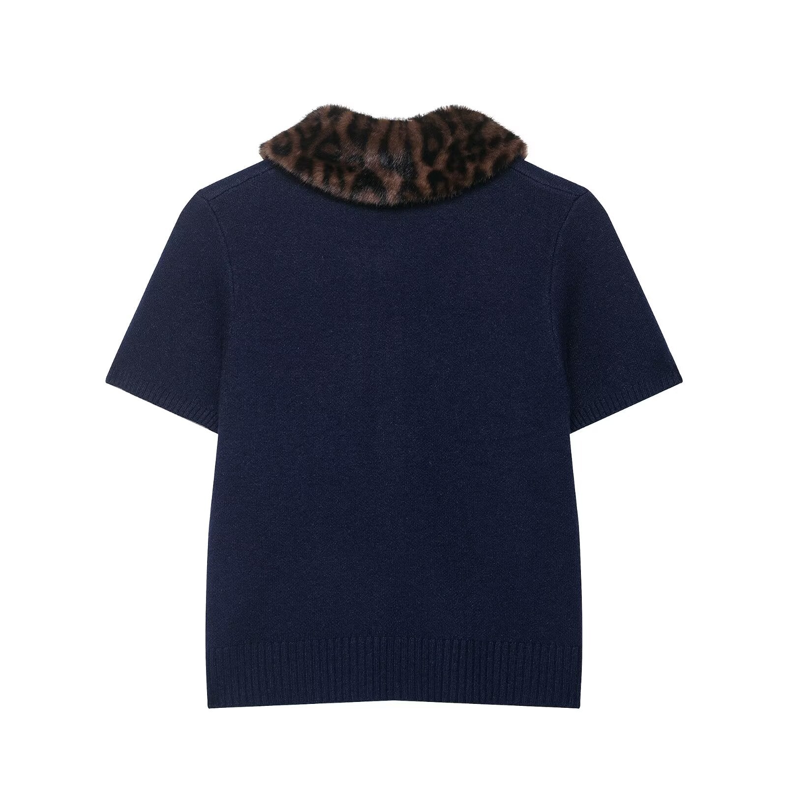 Faux Fur Collar Knit Top