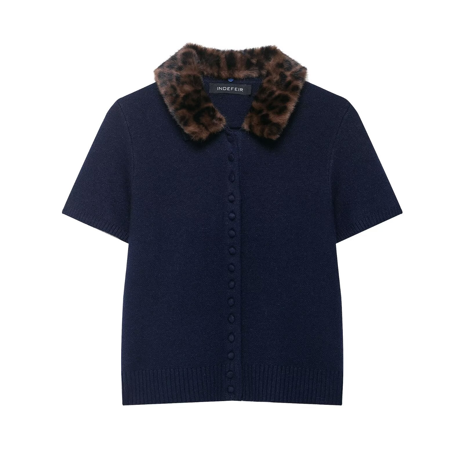 Faux Fur Collar Knit Top