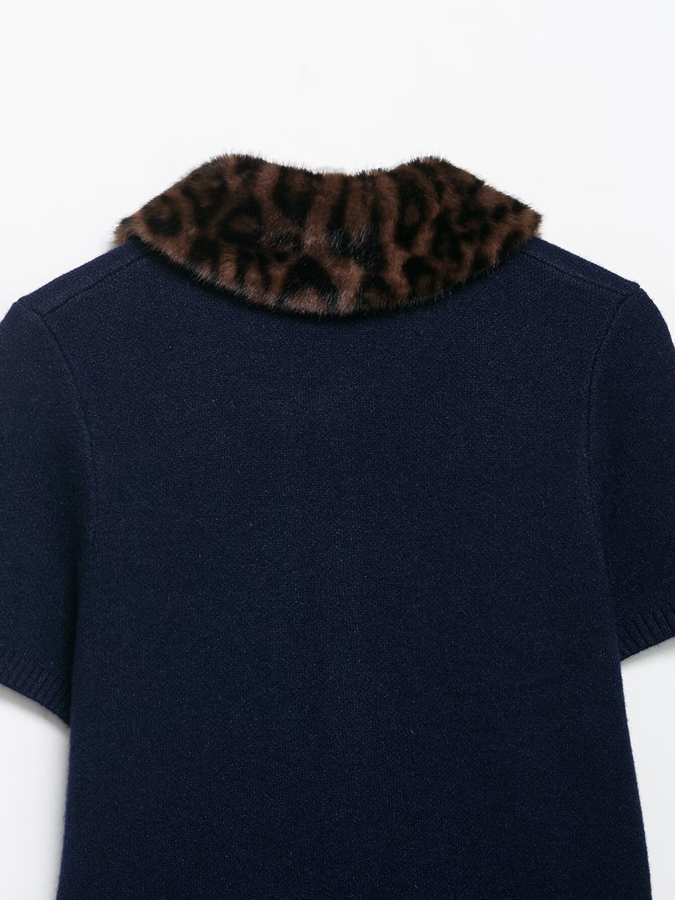 Faux Fur Collar Knit Top