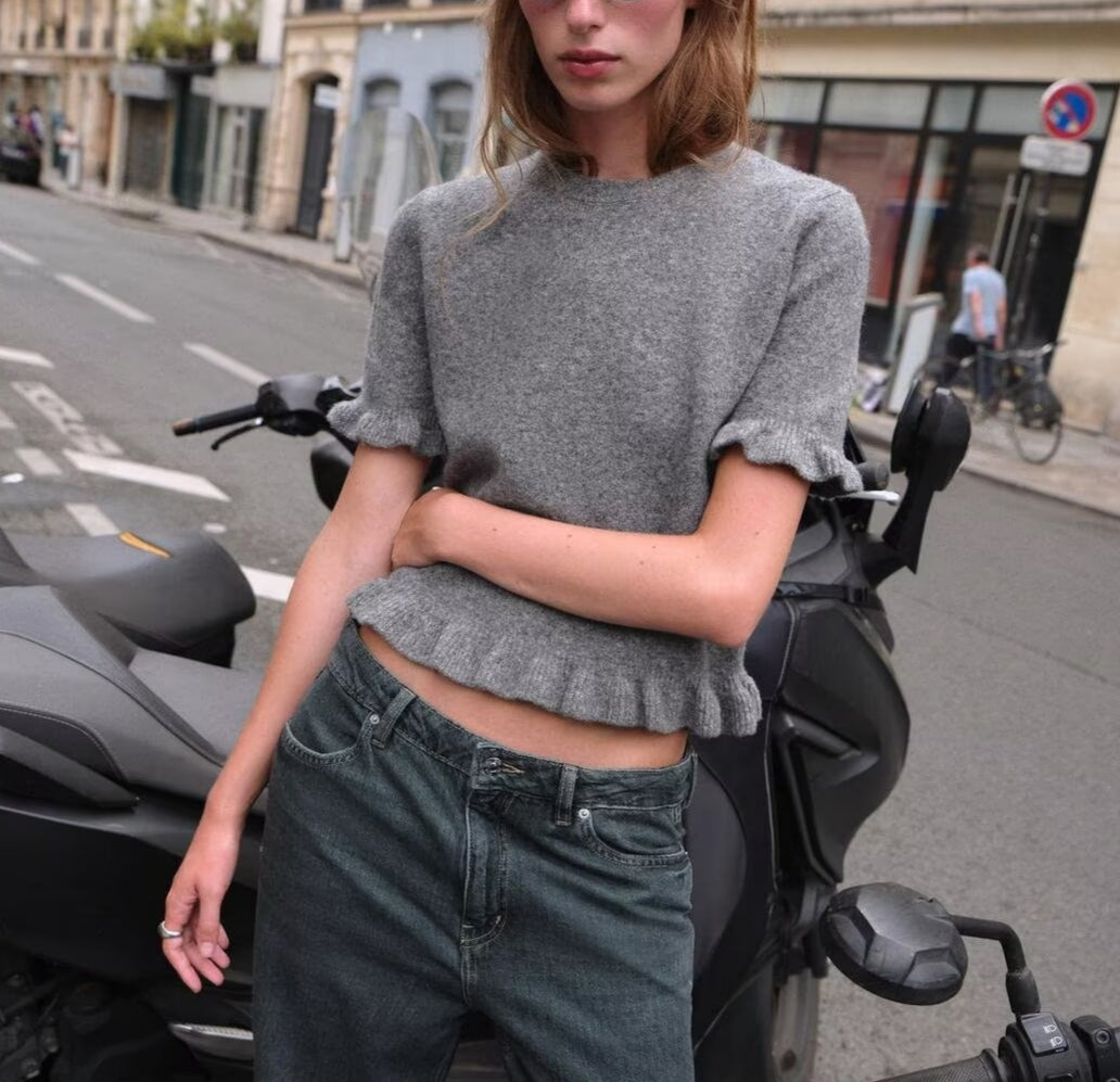 Ruffle Hem Knit Top