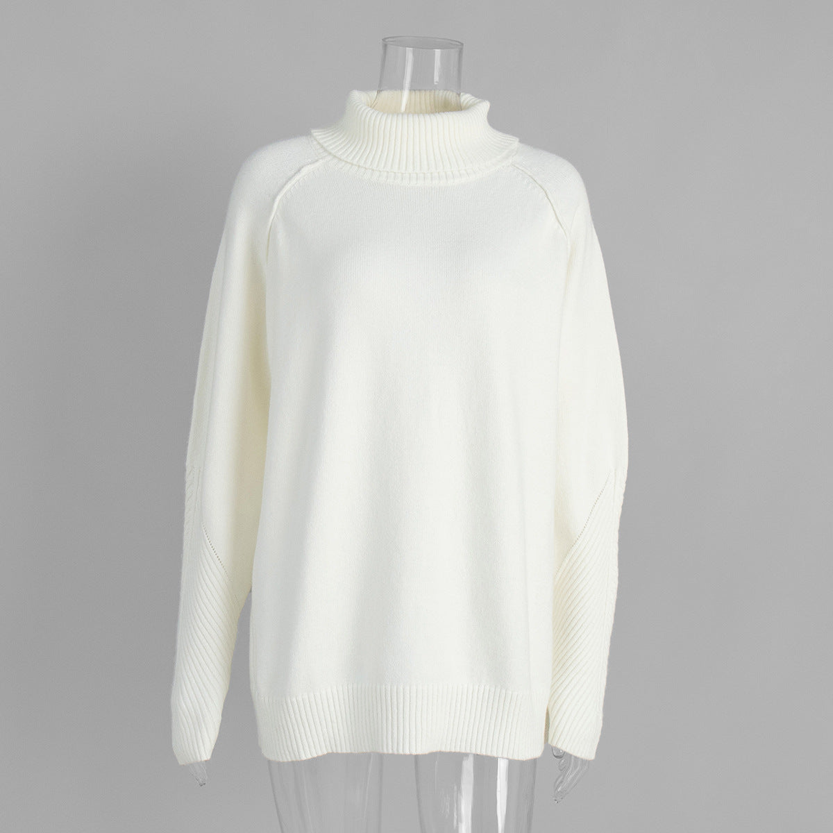 High-Neck Textured Knit Sweater