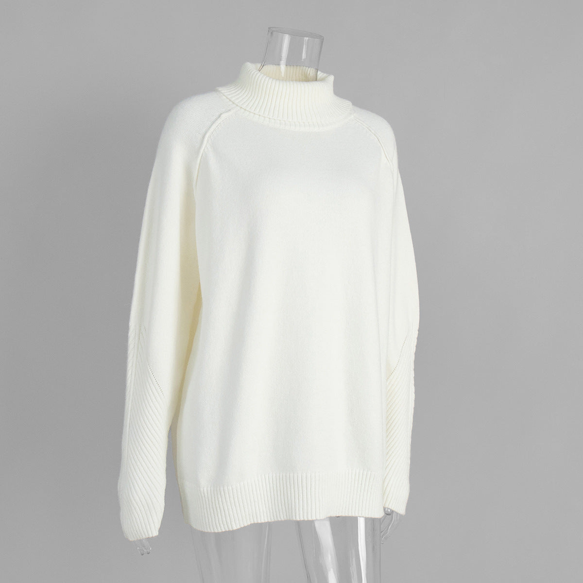 High-Neck Textured Knit Sweater