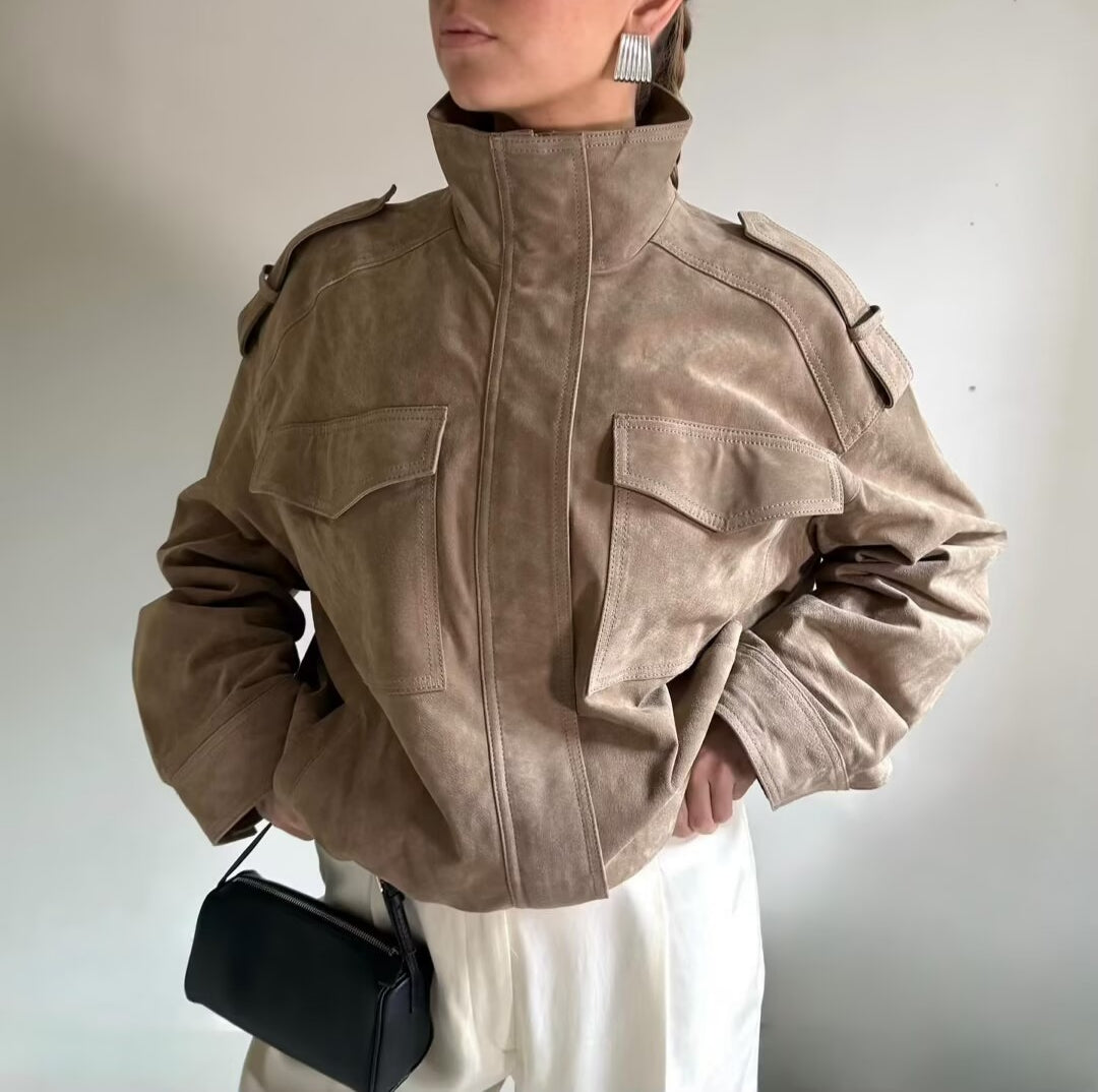 Suede Utility Leather Jacket