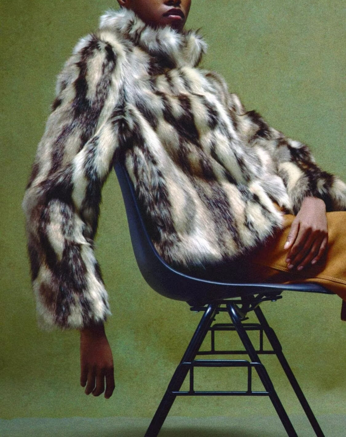 Faux Fur Effect Overcoat Jacket