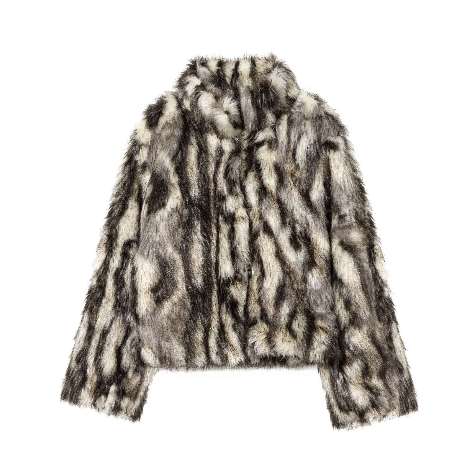Faux Fur Effect Overcoat Jacket