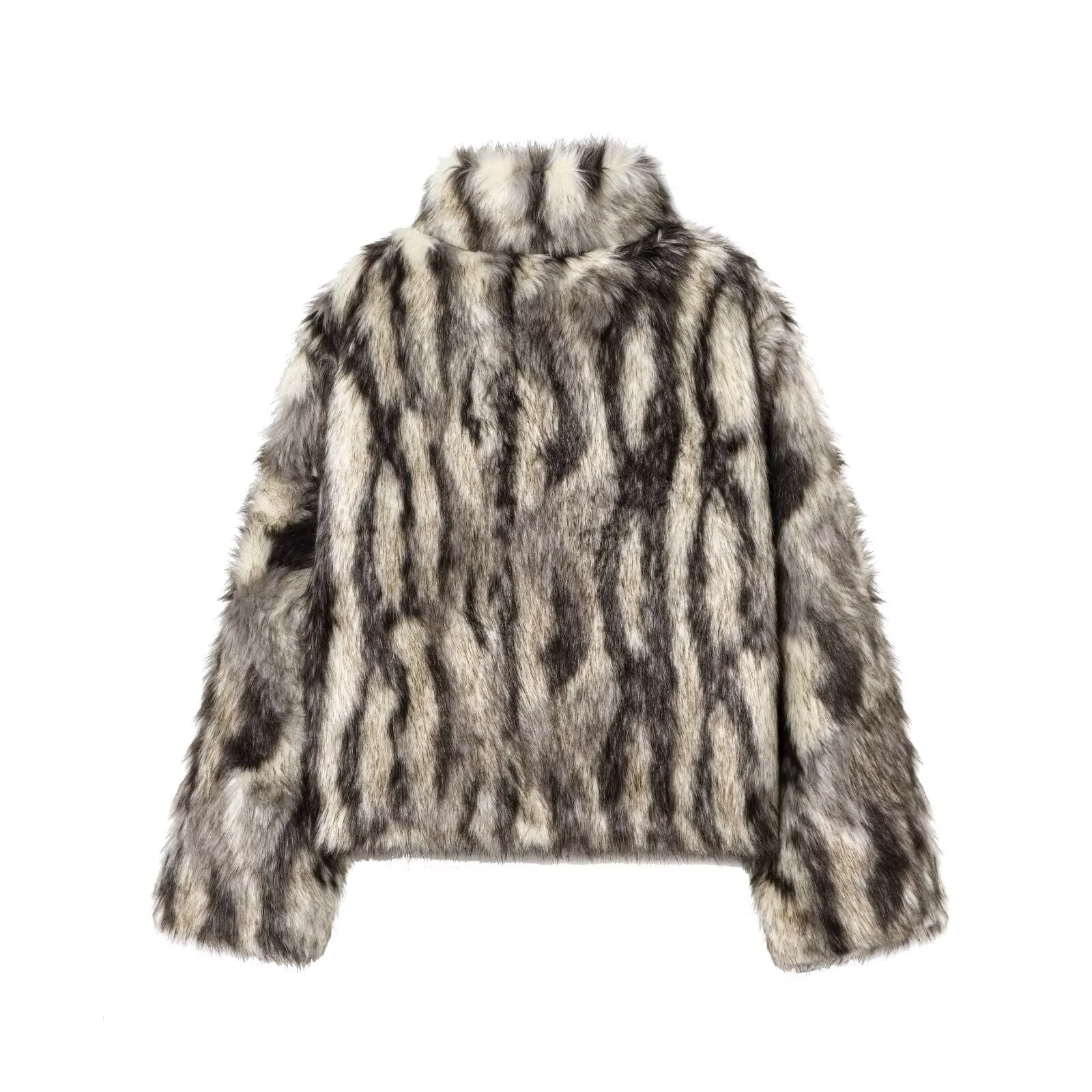 Faux Fur Effect Overcoat Jacket
