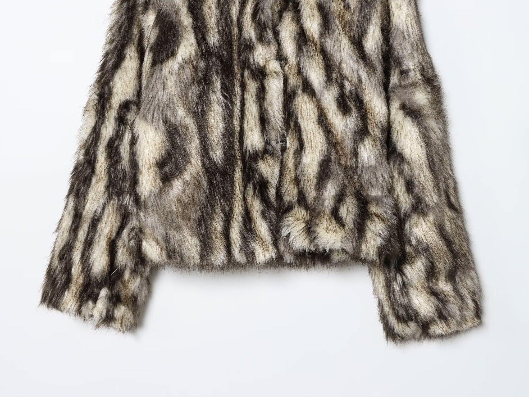 Faux Fur Effect Overcoat Jacket