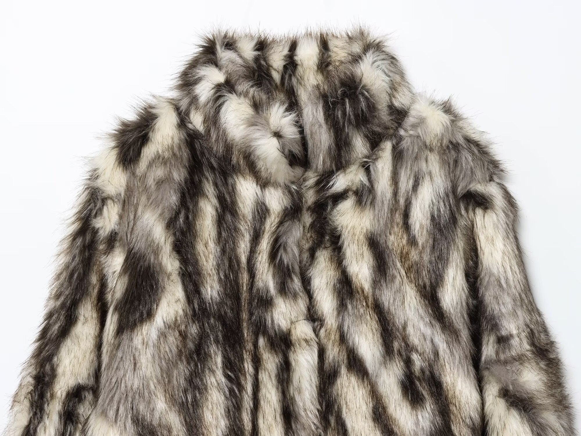 Faux Fur Effect Overcoat Jacket