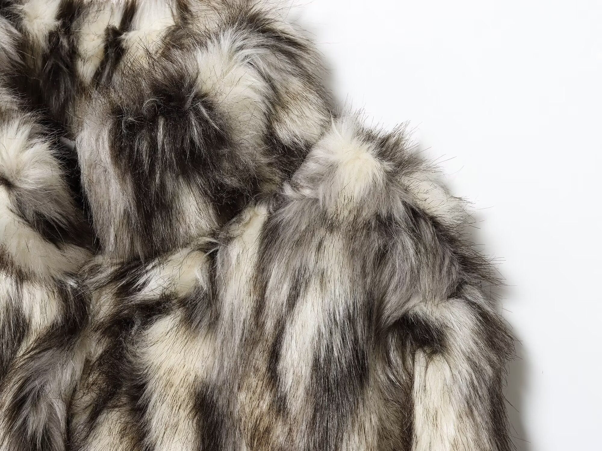 Faux Fur Effect Overcoat Jacket