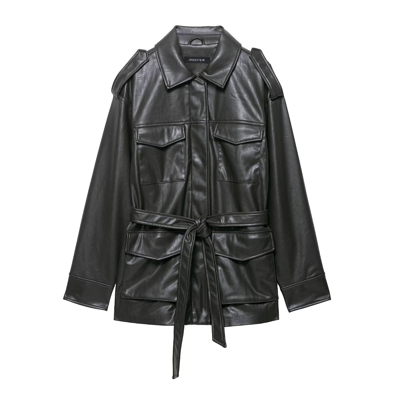 Faux Leather Utility Jacket