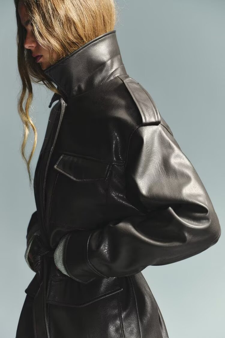 Faux Leather Utility Jacket