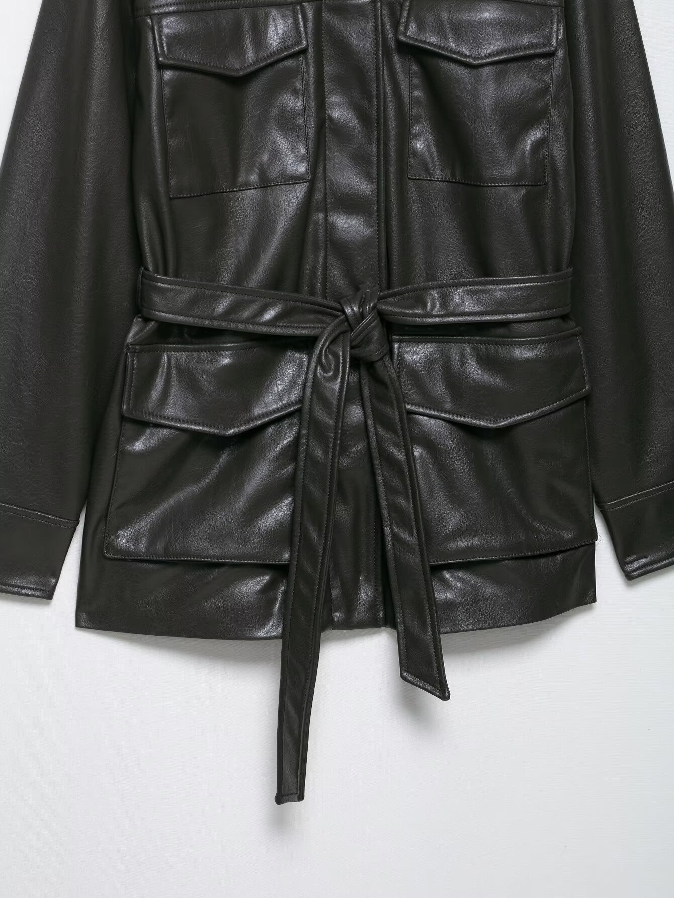 Faux Leather Utility Jacket