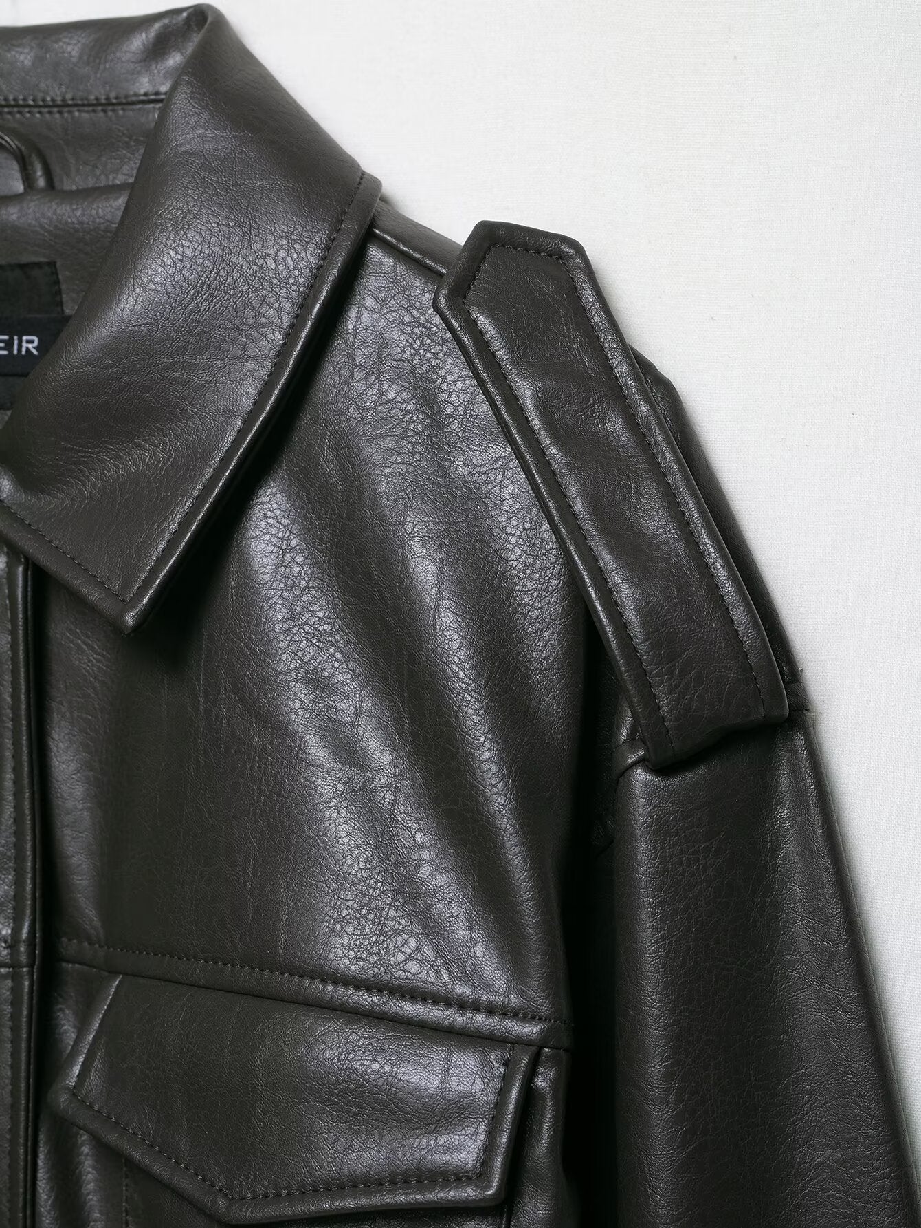 Faux Leather Utility Jacket