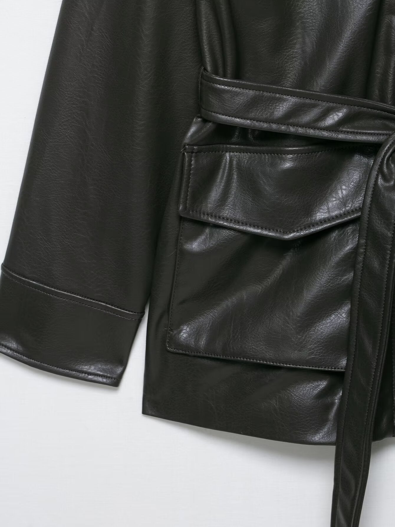 Faux Leather Utility Jacket