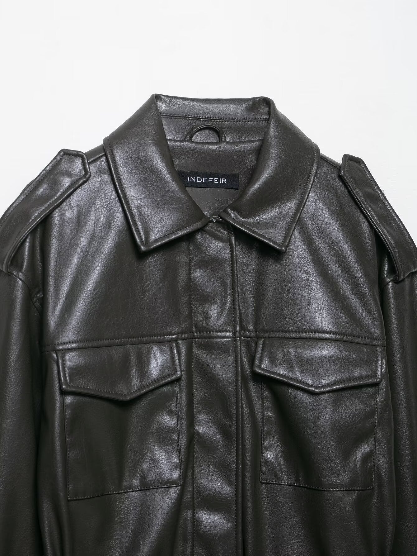 Faux Leather Utility Jacket
