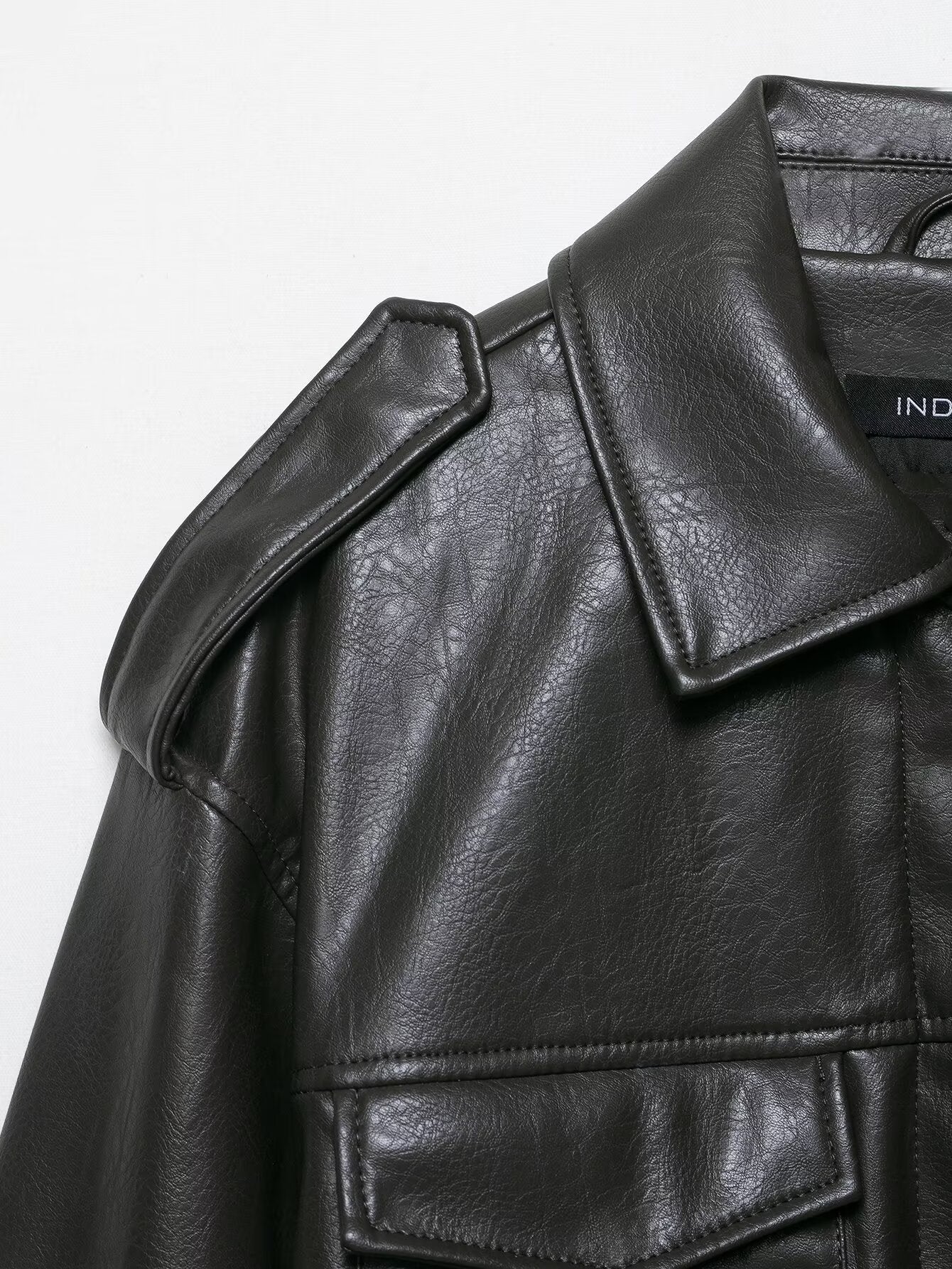 Faux Leather Utility Jacket