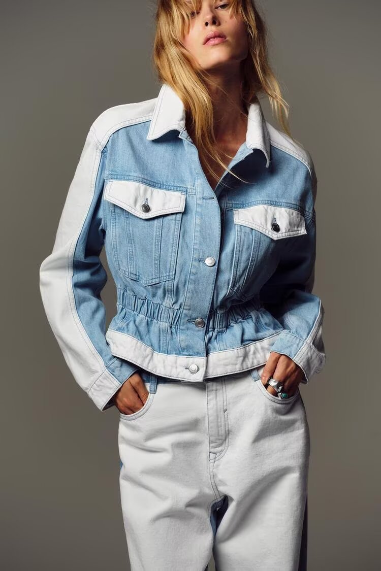 Two Tone Patchwork Denim Set