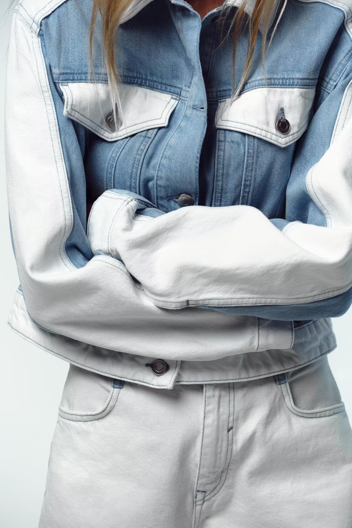 Two Tone Patchwork Denim Set