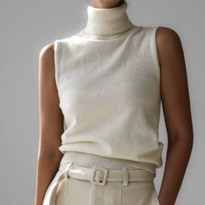 Sleeveless Turtleneck Knit Top