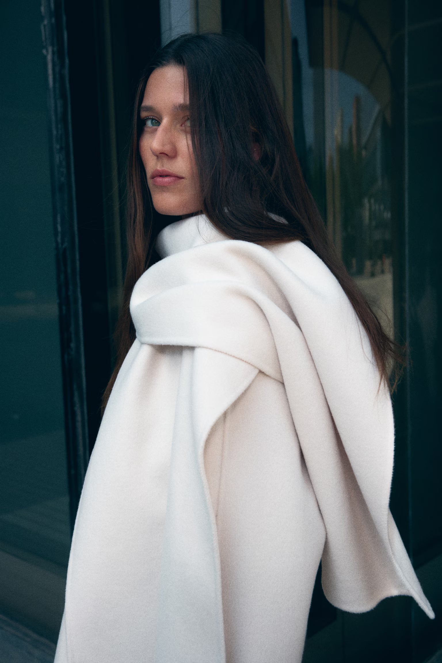 Wool-Blend Scarf Collar Coat