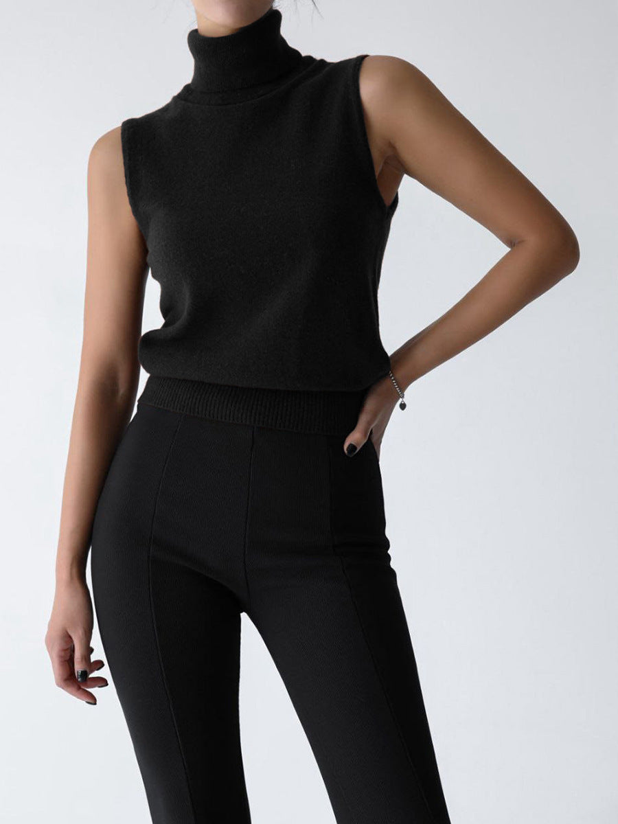 Sleeveless Turtleneck Knit Top