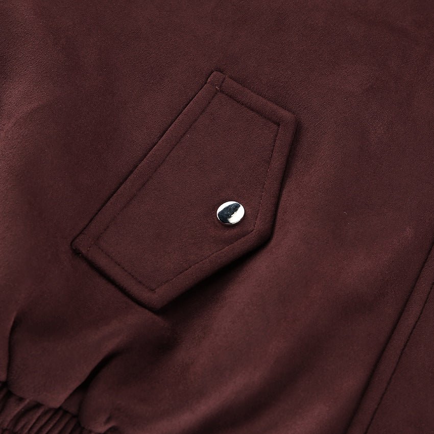 Suede Zipper Bomber Jacket