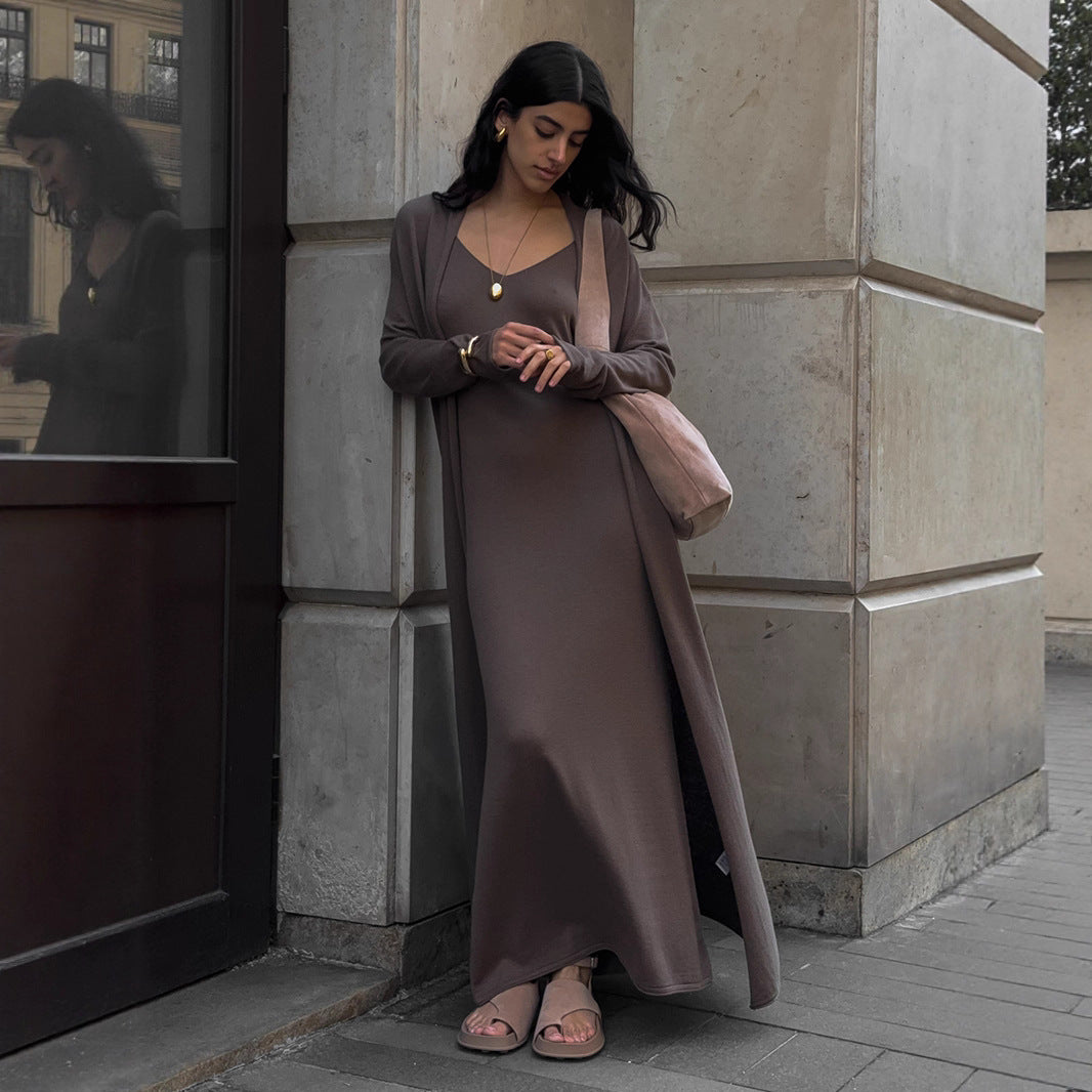 Knitted Maxi Dress & Longline Cardigan Set