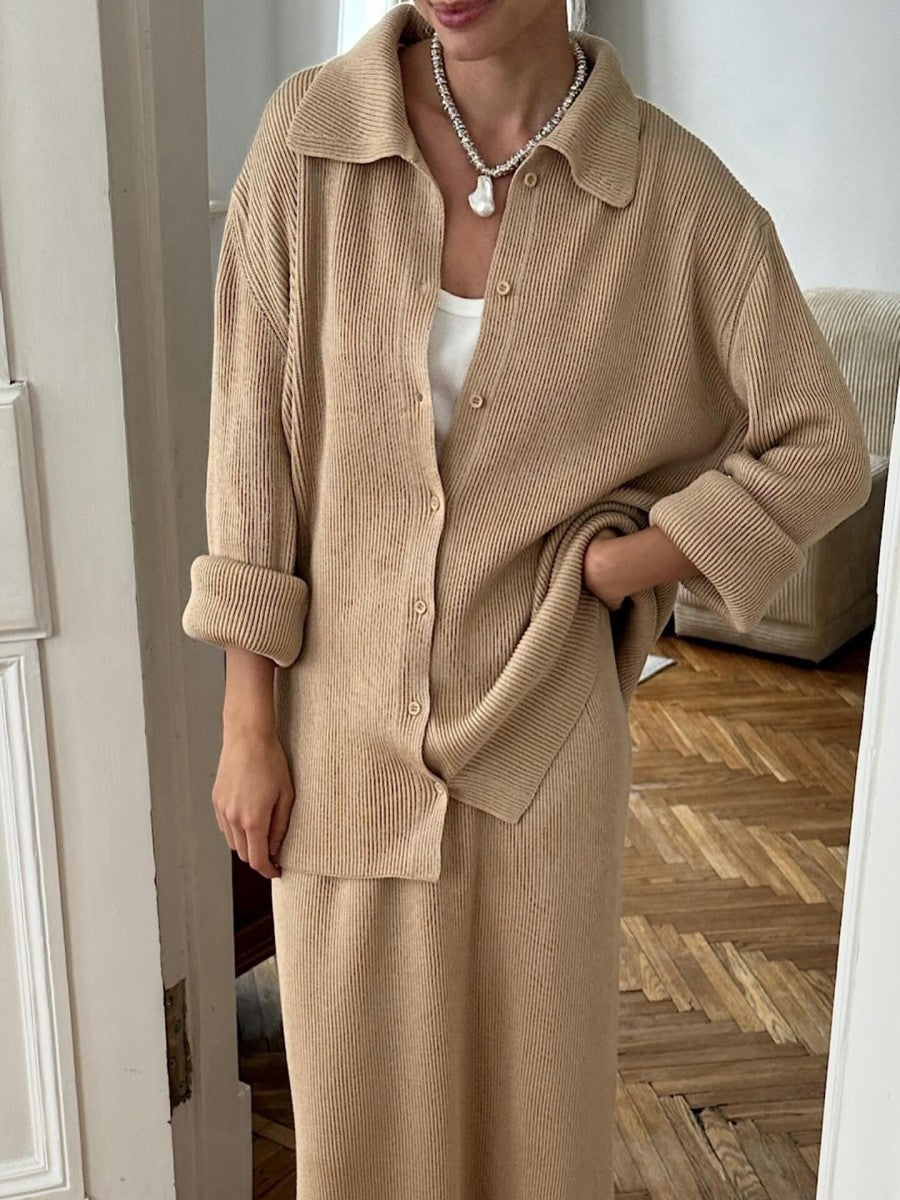 Polo Collar Knit Set