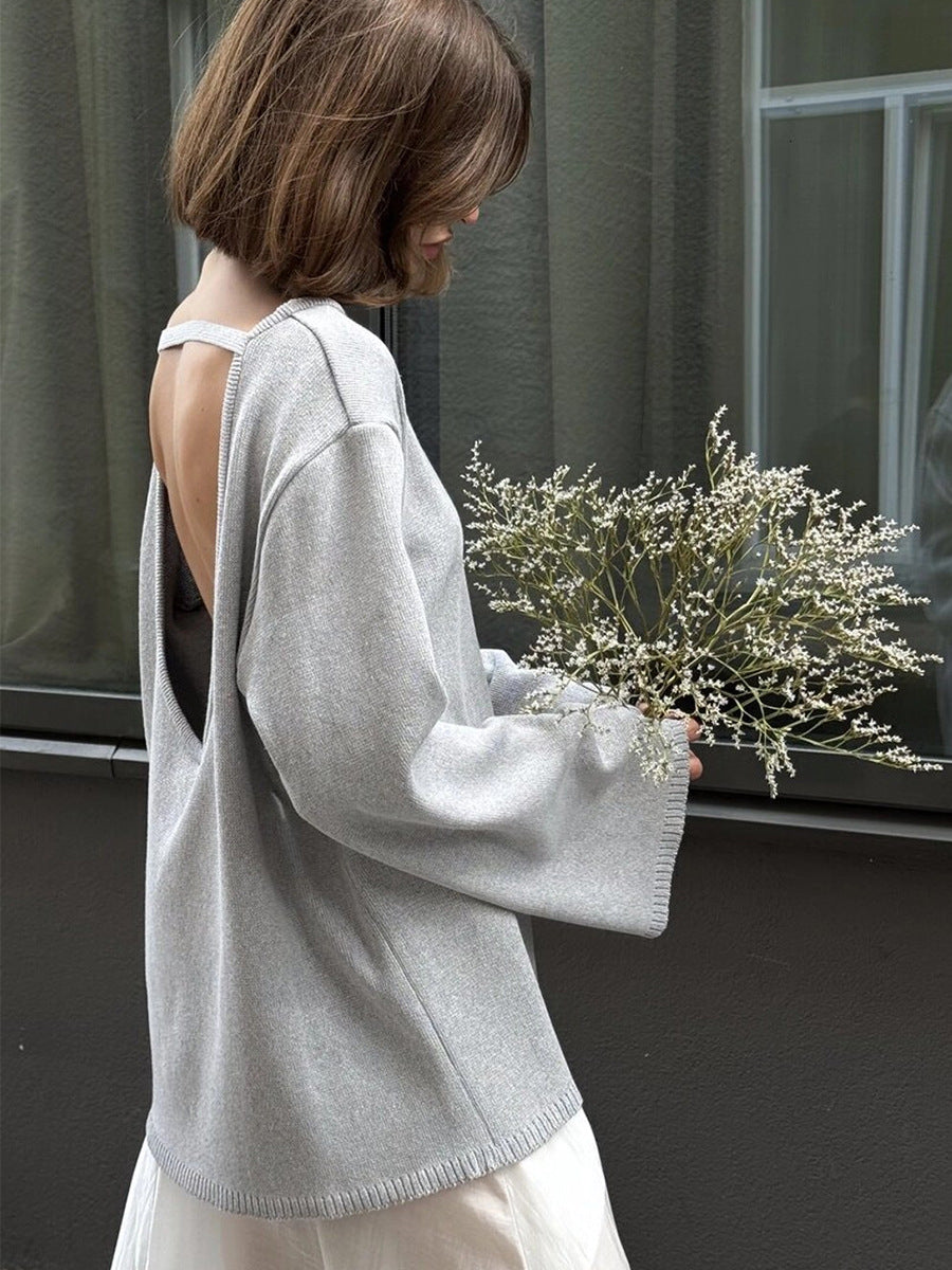 Open Back Knit Pullover