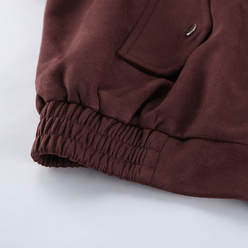 Suede Zipper Bomber Jacket