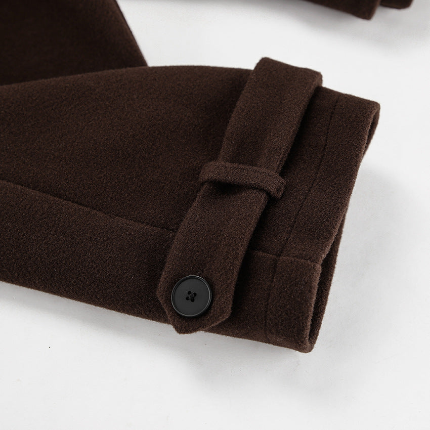 Cropped Wool Blend Double Breasted Coat