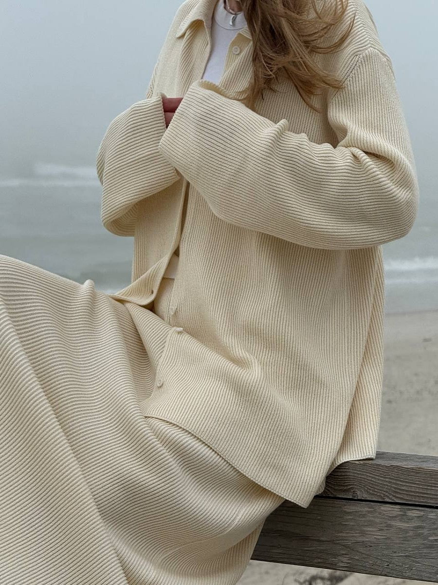 Polo Collar Knit Set