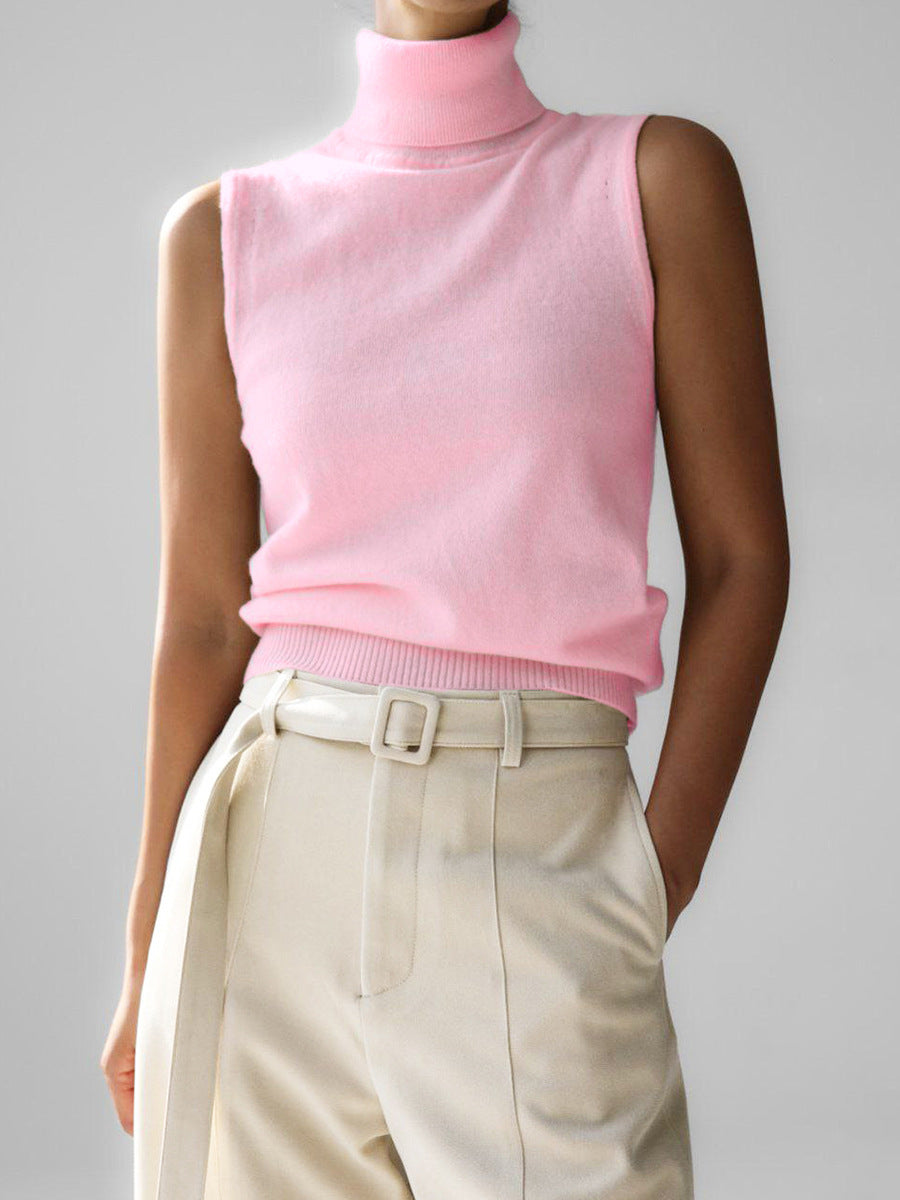 Sleeveless Turtleneck Knit Top