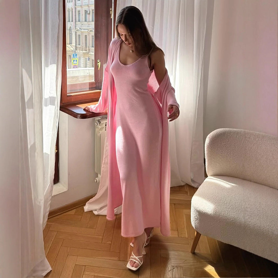 Knitted Maxi Dress & Longline Cardigan Set