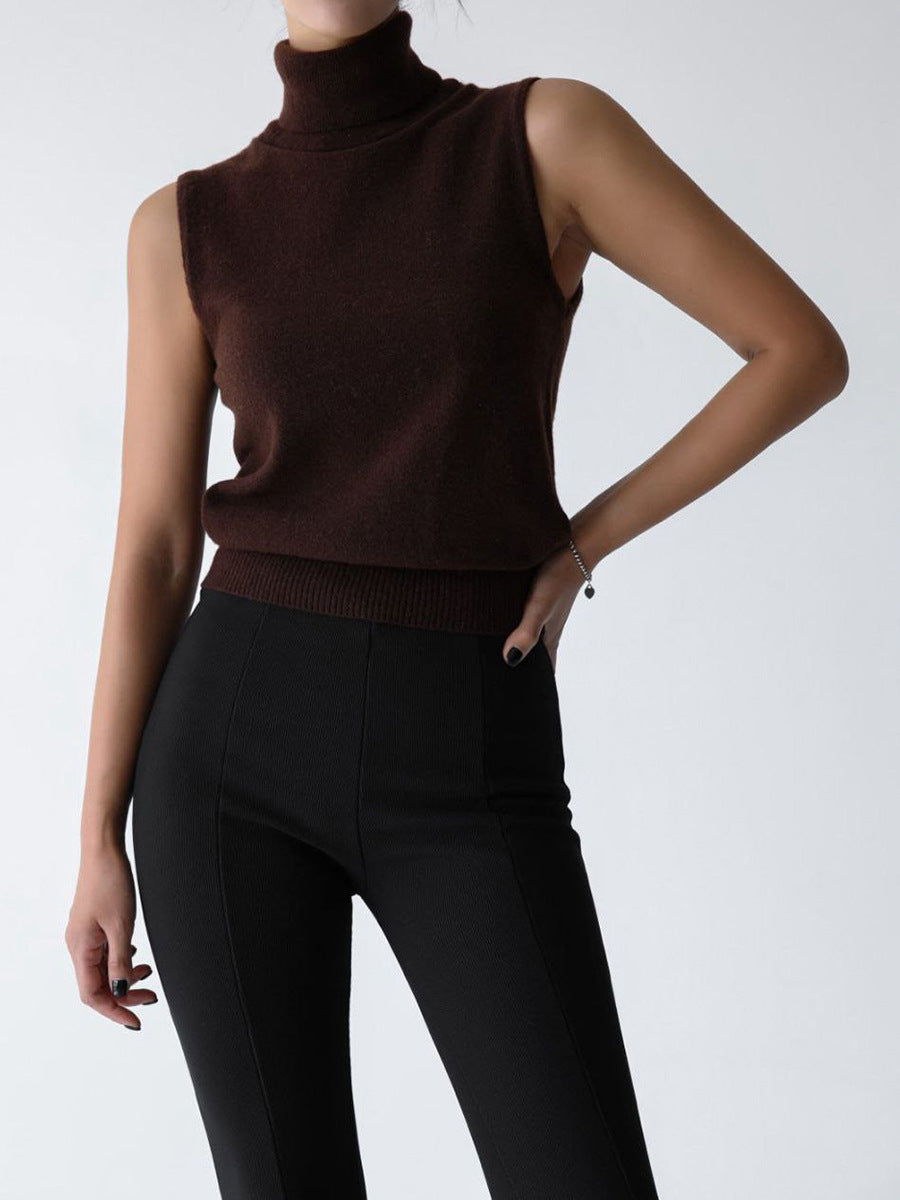 Sleeveless Turtleneck Knit Top