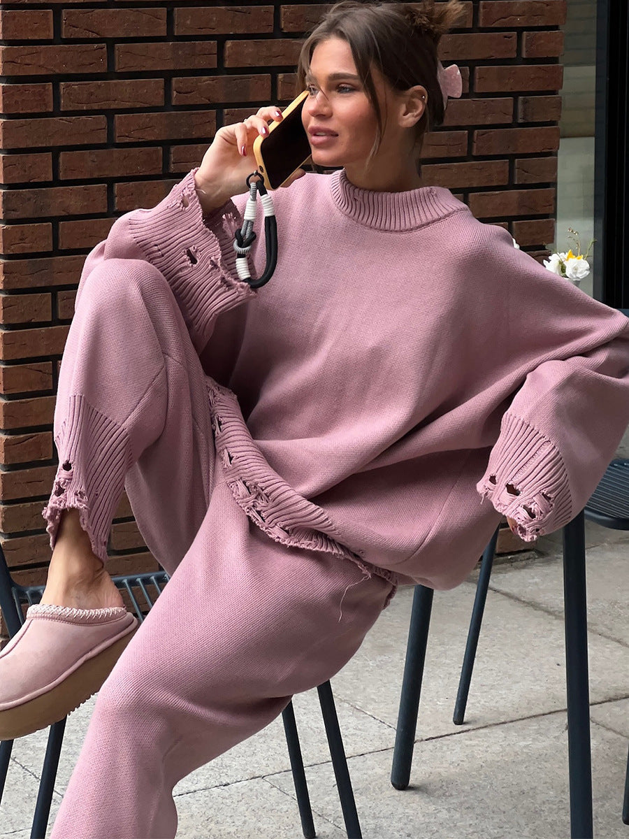 Distressed Knit Oversized Set