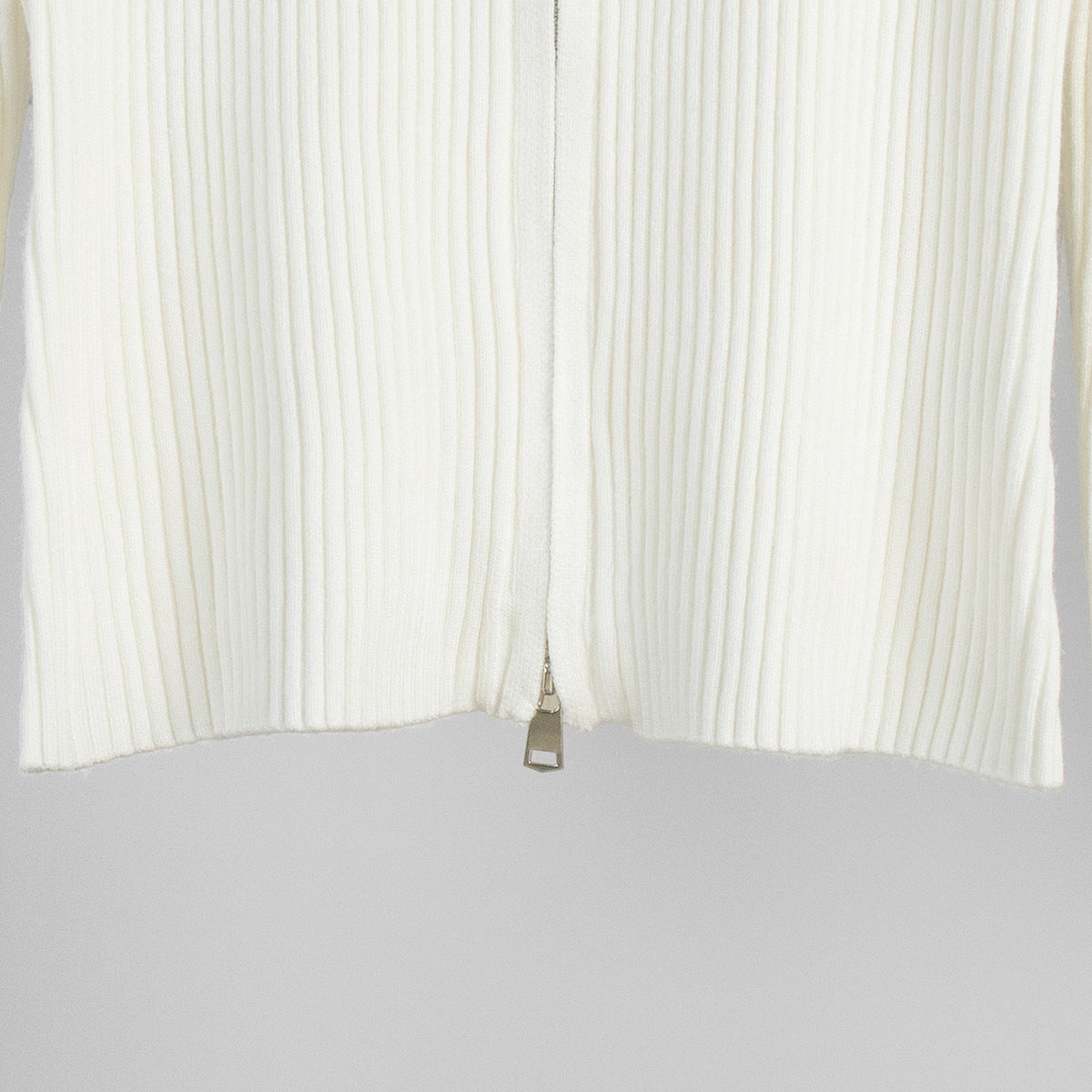 Ribbed Zip-Up Knit Top