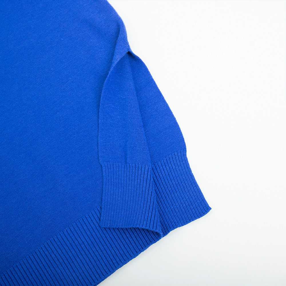 High Neck Side-Slit Knit Sweater