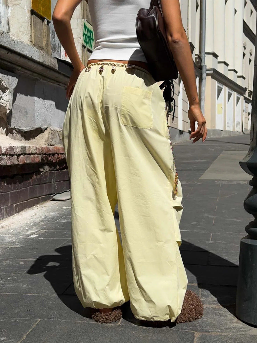 Low Waist Drawstring Cotton Pants
