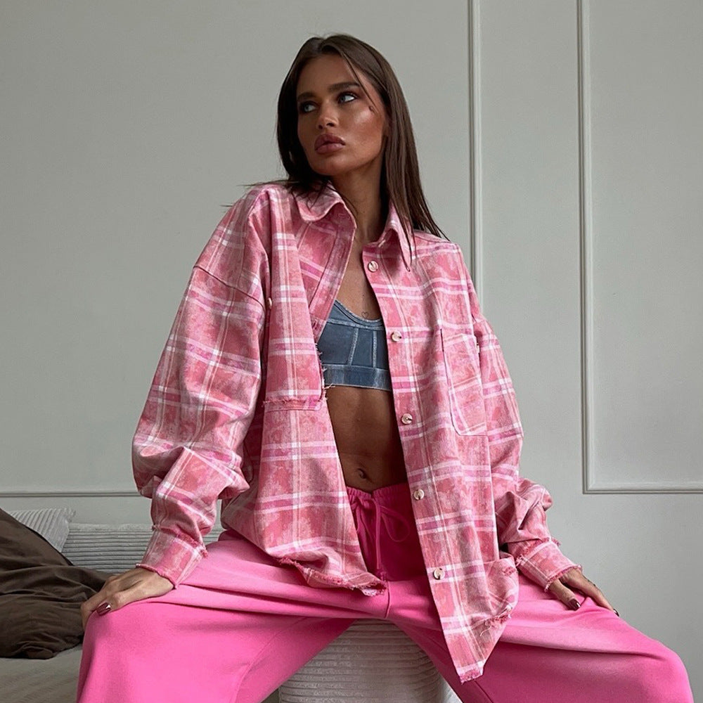 Plaid Oversized Button-Up Shirt