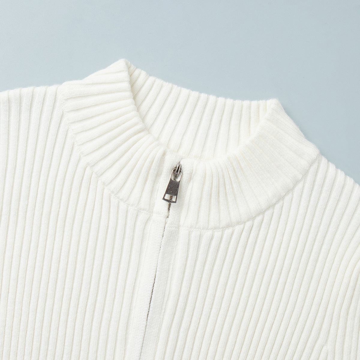 Ribbed Zip-Up Knit Top