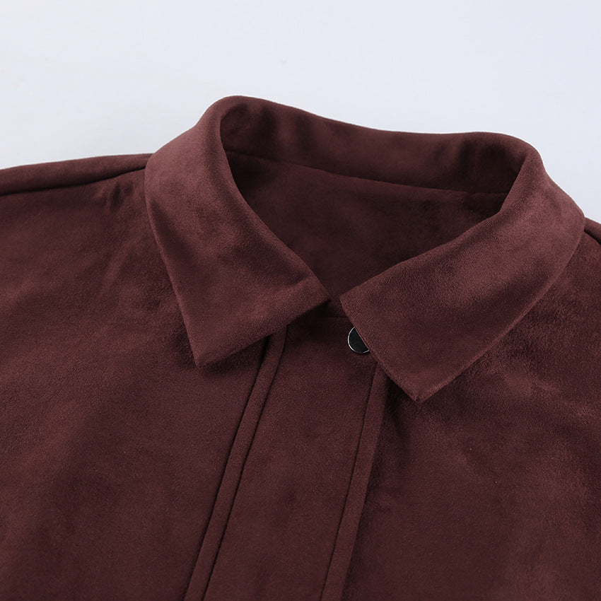Suede Zipper Bomber Jacket