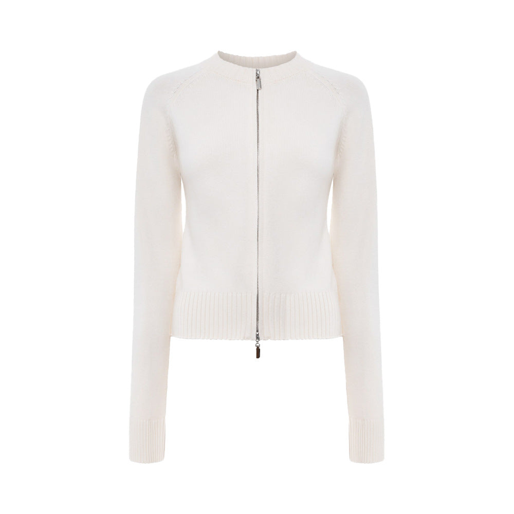 Ribbed Zip-Up Knit Top