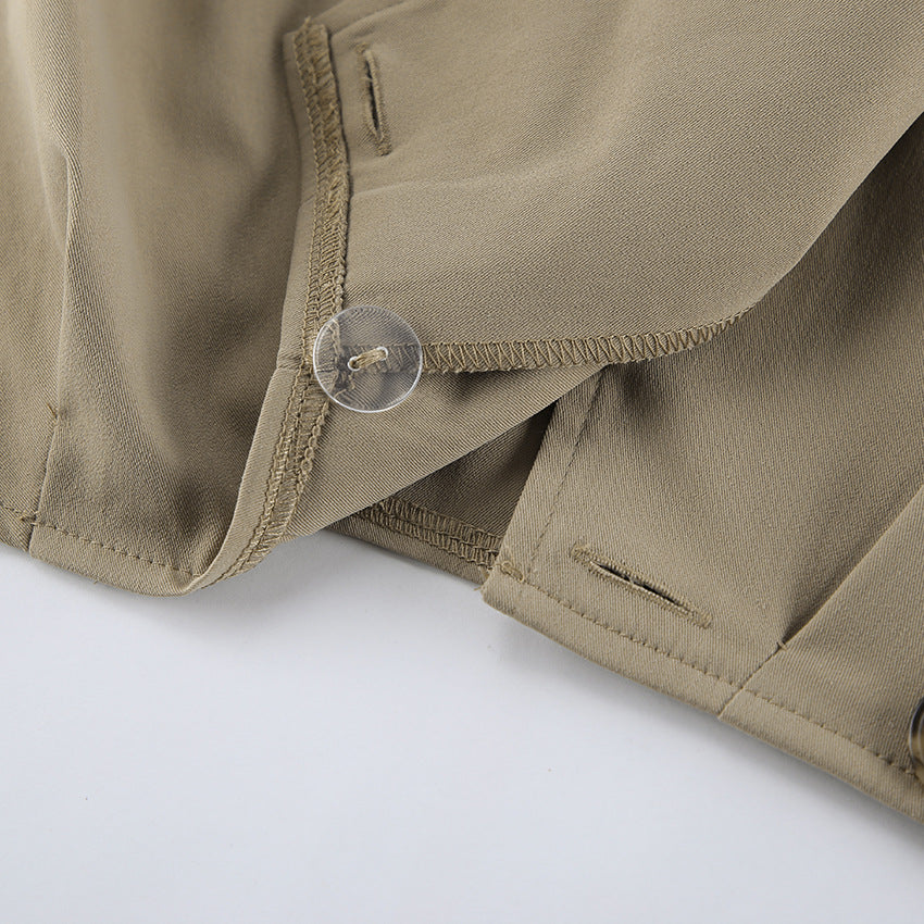 Cropped Double Breasted Trench Jacket