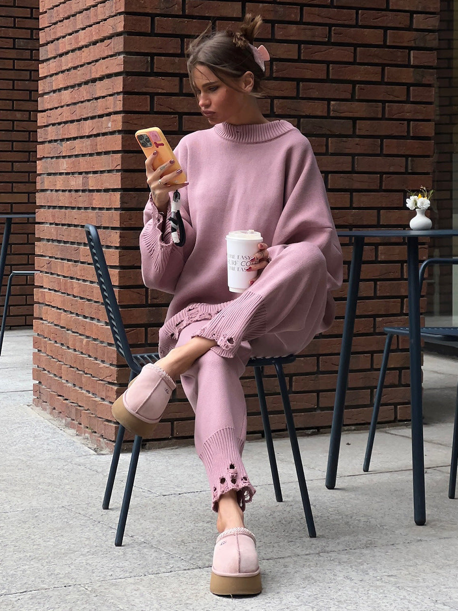 Distressed Knit Oversized Set