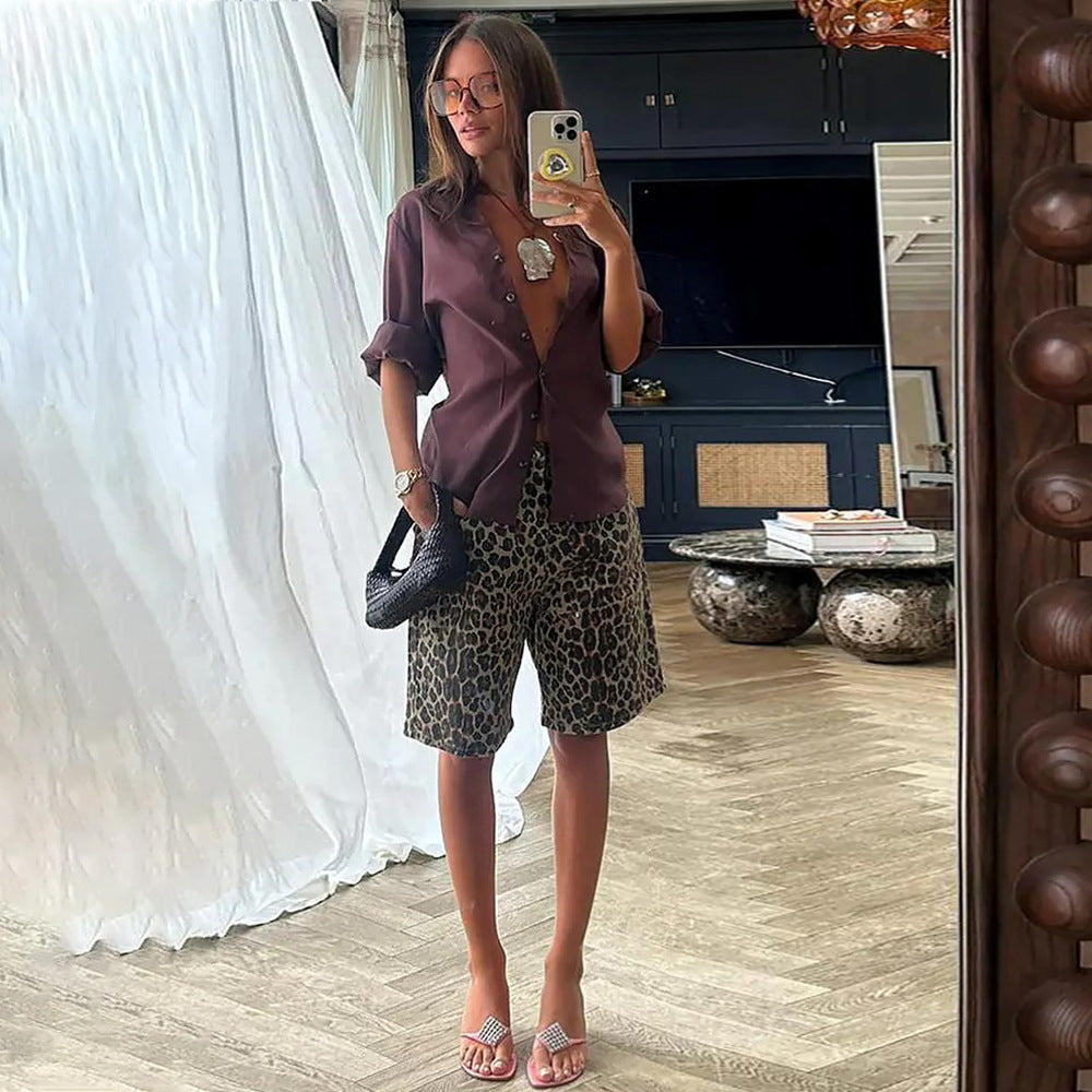 Leopard Bermuda Shorts
