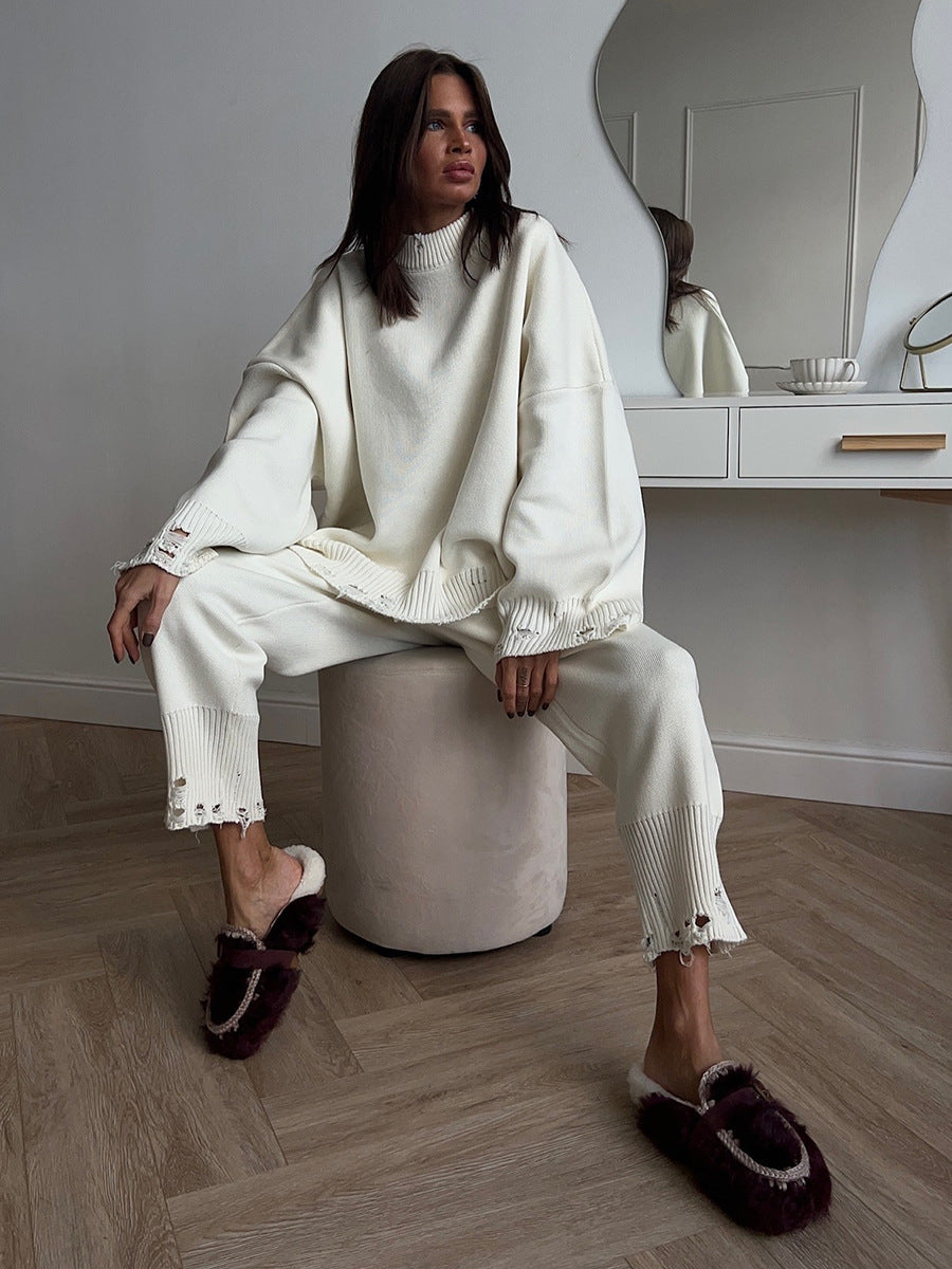 Distressed Knit Oversized Set